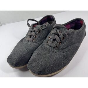 TOMS Women's Sz 7 Dark Gray Wool Felt Lace Up Casual Flats Shoes